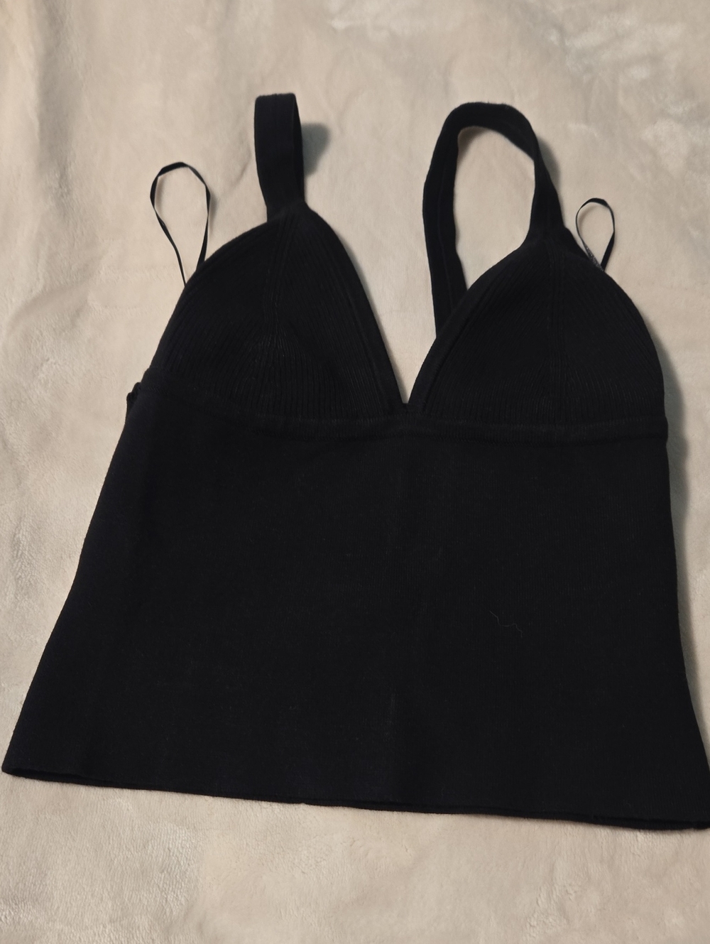 Free People Black Ribbed Bandeau Bralette Tank